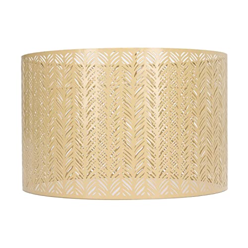 Trommel Lampenschirm Kaliber E27 oder E14 Ausgehöhlter Lampenschirm Abdeckung Clip Tannenblatt Form Dekorativer Lampenschirm für Tisch Wand Deckenlampe (Gold) von Fafeicy