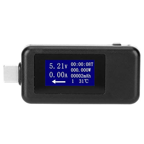 USB-Tester Typ C, multifunktionales bidirektionales Stromspannungs-Gleichstrom-Digitalvoltmeter(Schwarz) von Fafeicy