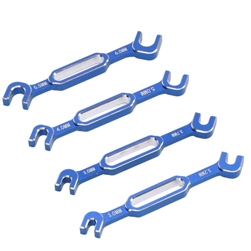 Fafeims 4PCS RC Turnbuckle Rod Wrench Kit, Aluminiumlegierungspfus-Reparaturschlüssel mit 3,0-6,0 Mm für das Ballgelenk-Universal-Werkzeug für RC-Typen (BLUE) von Fafeims