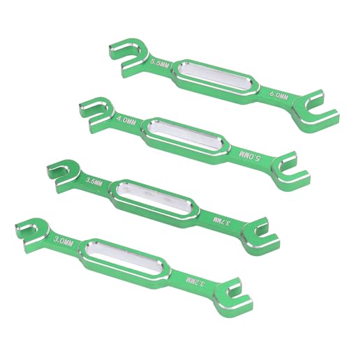 Fafeims 4PCS RC Turnbuckle Rod Wrench Kit, Aluminiumlegierungspfus-Reparaturschlüssel mit 3,0-6,0 Mm für das Ballgelenk-Universal-Werkzeug für RC-Typen (GREEN) von Fafeims