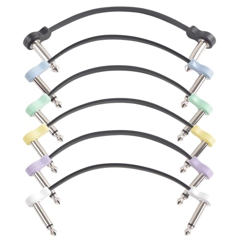 Fafeims 6 Pack-Gitarren-Patch-Kabel mit Außergewöhnlicher Klangqualität, Professioneller 16 Cm Rechtwinkelweicher PVC-Kabel für Niedrige Rauschen, Einfache Identifizierung und Räumliche Sparung von Fafeims