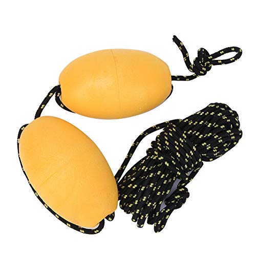 Fafeims Boje Schwimmende Kugel Kajak Floating Ball Hook Lash -Seilset für Kajak -Driftanker Gelbe Weiße Schwarze Nylon Nylon Kabel Eva Schaum (Doppelkugel gelb und schwarzes Seilset) von Fafeims