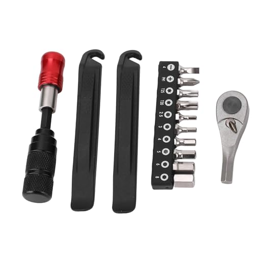 Fafeims Fahrrad-Ratschenschlüssel-Set, Reparaturwerkzeug-Set aus Edelstahl mit Griff und Reifen-Hebeleisen, Leichte 2-Wege-Ratsche für die Wartung von Mountainbikes von Fafeims