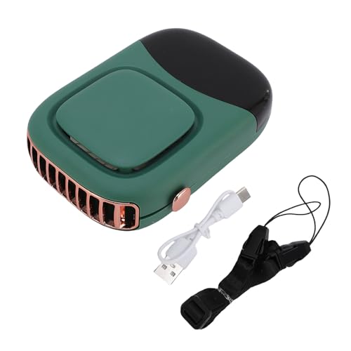 Fafeims Hängende Nackenfan, USB -wiederaufladbare 2000 -mAh -Fan für Reisesport Im Freien, Persönliche Kühlung mit Starkem Wind (GREEN) von Fafeims