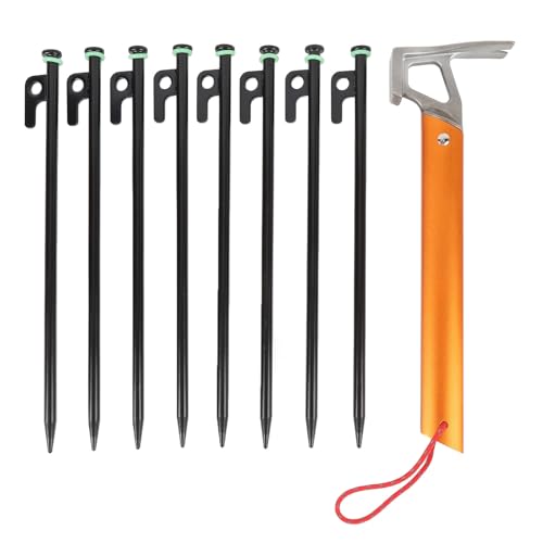 Fafeims Robuste 30 -cm -Zeltcampingeinsätze mit 4 mm Camping Guliner Seil Zur Stabilität in Decken und Planen, Leichte Stöcke (schwarzorange) von Fafeims