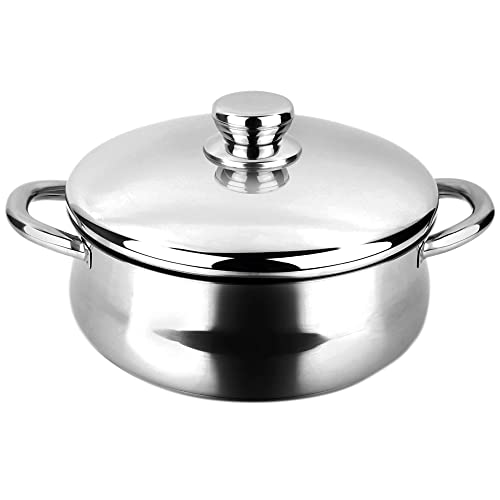 Fagor Silverinox Kochtopf Induktion 24 cm 4,5 Liter, Edelstahl 18/10, Deckel, Dreilagigem Diffusorboden, Geeignet für Alle Herdarten, Glaskeramik, Gas, Backofen, Geschirrspüler von Fagor