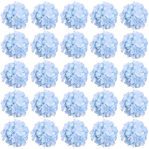 FagusHome 30 Stück künstliche Hortensien BlumeKöpfe 18cm Künstliche Blumen Köpfe mit Stielen Gefälschte Blumen für Deko (Blau) von FagusHome