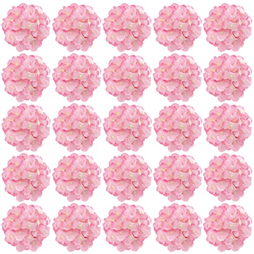 FagusHome 30 Stück künstliche Hortensien BlumeKöpfe 18cm Künstliche Blumen Köpfe mit Stielen Gefälschte Blumen für Deko (Dunkel Pink) von FagusHome