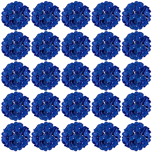 FagusHome 30 Stück künstliche Hortensien BlumeKöpfe 18cm Künstliche Blumen Köpfe mit Stielen Gefälschte Blumen für Deko (Dunkelblau) von FagusHome