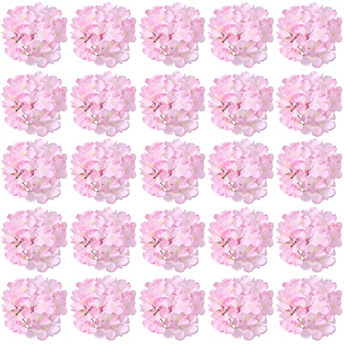 FagusHome 30 Stück künstliche Hortensien BlumeKöpfe 18cm Künstliche Blumen Köpfe mit Stielen Gefälschte Blumen für Deko (Hell Pink) von FagusHome