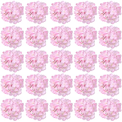 FagusHome 30 Stück künstliche Hortensien BlumeKöpfe 18cm Künstliche Blumen Köpfe mit Stielen Gefälschte Blumen für Deko (Hell Pink) von FagusHome