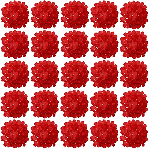 FagusHome 30 Stück künstliche Hortensien BlumeKöpfe 18cm Künstliche Blumen Köpfe mit Stielen Gefälschte Blumen für Deko (Rot) von FagusHome