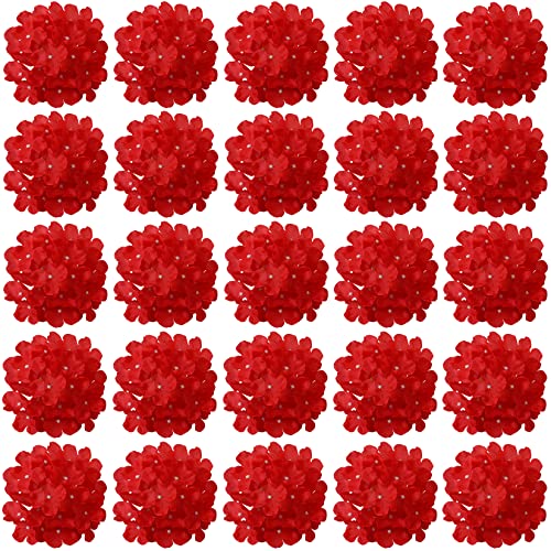 FagusHome 30 Stück künstliche Hortensien BlumeKöpfe 18cm Künstliche Blumen Köpfe mit Stielen Gefälschte Blumen für Deko (Rot) von FagusHome