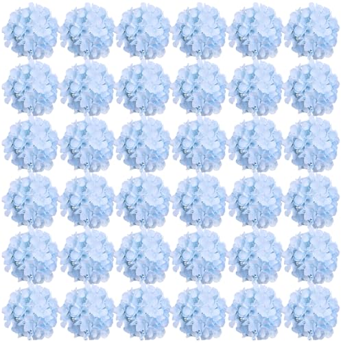 FagusHome 35 Stück künstliche Hortensien Blume Köpfe Künstliche Blumen Köpfe mit Stielen Gefälschte Blumen Durchmesser 18CM für Deko (Blau) von FagusHome