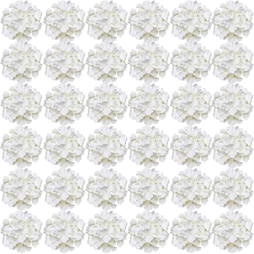 FagusHome 35 Stück künstliche Hortensien Blume Köpfe Künstliche Blumen Köpfe mit Stielen Gefälschte Blumen Durchmesser 18CM für Deko (Creme Weiß) von FagusHome