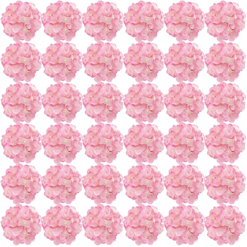 FagusHome 35 Stück künstliche Hortensien Blume Köpfe Künstliche Blumen Köpfe mit Stielen Gefälschte Blumen Durchmesser 18CM für Deko (Dunkel Pink) von FagusHome