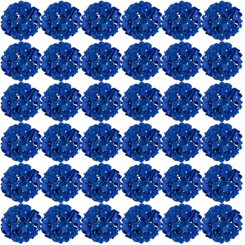 FagusHome 35 Stück künstliche Hortensien Blume Köpfe Künstliche Blumen Köpfe mit Stielen Gefälschte Blumen Durchmesser 18CM für Deko (Dunkelblau) von FagusHome