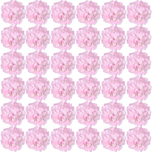FagusHome 35 Stück künstliche Hortensien Blume Köpfe Künstliche Blumen Köpfe mit Stielen Gefälschte Blumen Durchmesser 18CM für Deko (Hell Pink) von FagusHome