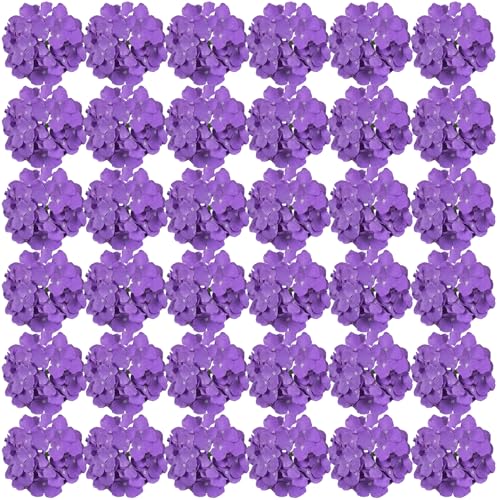 FagusHome 35 Stück künstliche Hortensien Blume Köpfe Künstliche Blumen Köpfe mit Stielen Gefälschte Blumen Durchmesser 18CM für Deko (Lila) von FagusHome