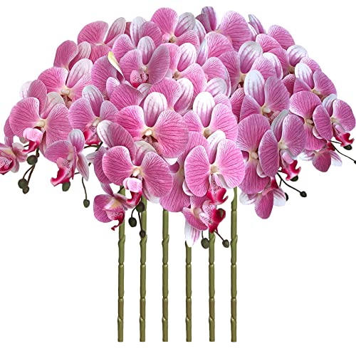 FagusHome 6 Stück Künstliche Phalaenopsis Blumen Weiß 80cm Künstliche Orchideenblumen Stammpflanzen für Wohnkultur (Rosa) von FagusHome