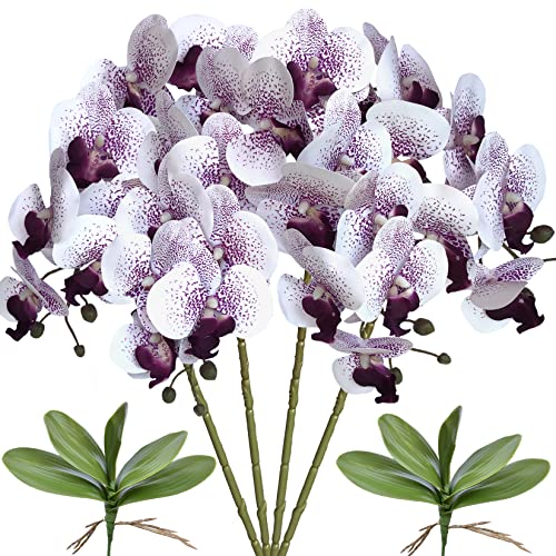 FagusHome Künstliche Orchidee, 81,3 cm, violetter Kern, 4 Stück mit 2 Bündeln Blättern, künstliche Schmetterling-Phalaenopsis-Blumen für Heimdekoration FagusHome Künstliche Orchidee, 81,3 cm, violetter Kern, 4 Stück mit 2 Bündeln Blättern, künstliche Schmetterling-Phalaenopsis-Blumen für Heimdekoration von FagusHome