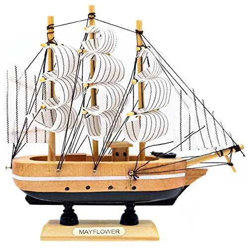 16CM Segelboot Modell Dekoration, Holzschiff Segelschiff-Modell, Segelschiff Dekoration, Nautische Maritime Deko Kleines Deko-Segelboot für Desktop Büro von Fahibin