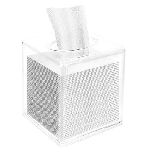Fahibin KosmetiktüCher Box Acryl,Quadratisch Tissue Box,Taschentuch-Box Quadratisch, Tissue Box,13 x 13 x 14 cm, für Esszimmer Badezimmer Schlafzimmer Auto Büro von Fahibin