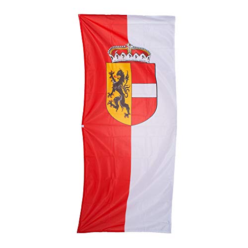 Fahnen Kössinger, Bannerfahne mit Hohlsaum, fertig montiert an Querstab, Fahne Bundesland Salzburg, Bannerfahne mit Wappen, hochwertiger Siebdruck, rot-weiß, 80 x 200 cm, 1,6 m² Fläche von Fahnen Kössinger