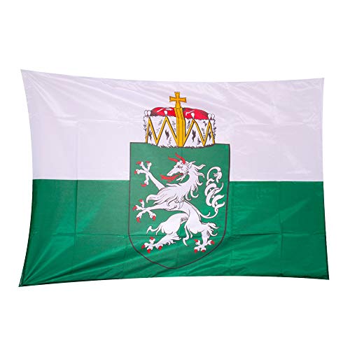 Fahnen Kössinger, Hissflagge im Querformat, Fahne Bundesland Steiermark, Hissflagge mit Wappen, hochwertiger Siebdruck, Brillante Farben, weiß-grün, reißfest, 250 x 150cm, 3,75 m² Fläche von Fahnen Kössinger