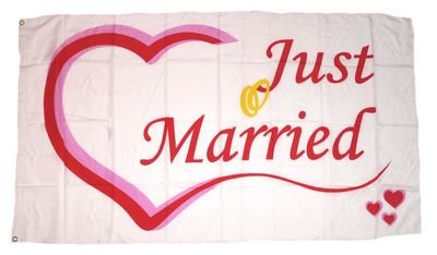 Fahne/Flagge Hochzeit Just Married 90 x 150 cm von FahnenMax