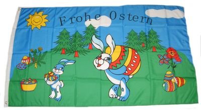 Fahne/Flagge Frohe Ostern Hase NEU 60 x 90 cm Fahnen von FahnenMax