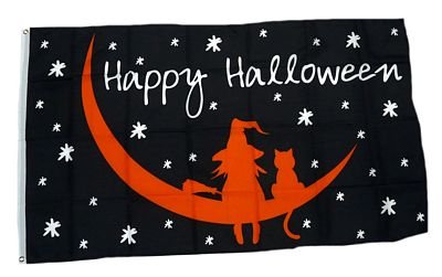 Fahne/Flagge Happy Halloween Mond 90 x 150 cm von FahnenMax