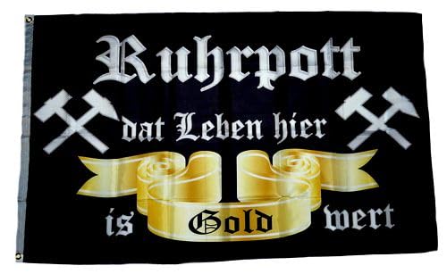 Fahne/Flagge Ruhrpott Das Leben hier ist Gold wert 90 x 150 cm von FahnenMax
