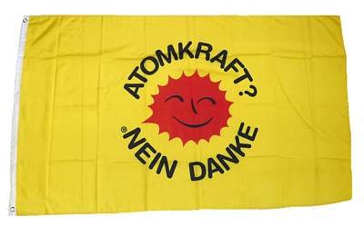 Fahne / Flagge Atomkraft Nein Danke! gelb 90 x 150 cm von FahnenMax