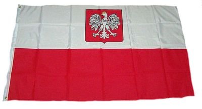 Fahne / Flagge Polen mit Wappen NEU 90 x 150 cm von FahnenMax
