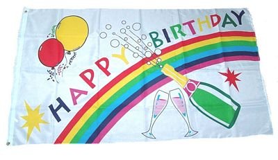 Fahne Flagge Happy Birthday Geburtstag NEU 90 x 150 cm von FahnenMax
