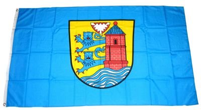 Fahne Flaggen FLENSBURG MIT WAPPEN 150x90cm von FahnenMax