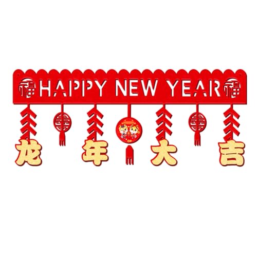 2024 Neujahrs-Vlies-Wimpelkette, chinesisches Frühlingsfest, Wandbehang, Banner, traditionelle Heimdekorationen, Wimpelkette Stoff von Fahoujs