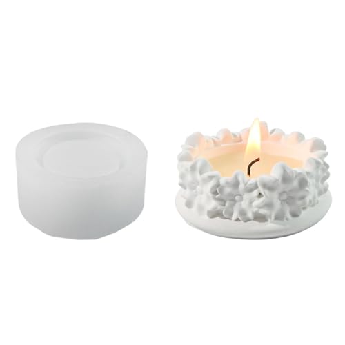 3D Candlestick Silikonform Pfirsich Blossom Kerzenbasis Formen Gips Kerzenhalter Form Häuserdekorationen Formen Formen von Fahoujs