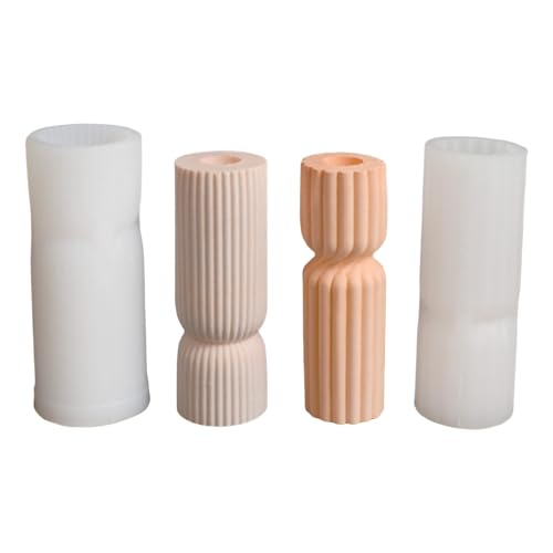 3D Candlestick Silikonform Vertikaler Streifen Geometrische Zylinderform Geformte Kerzenständer Gips Kerzenhalterform Form von Fahoujs