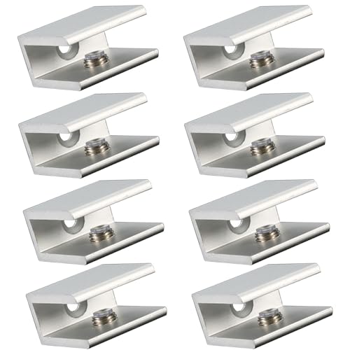8pcs Quadratglasklemme Aluminiumlegierungen Klemmen Clipglashalter Stütze Halterung Hochleistungsklemme Clipglashalter Stützklasse Halterung Halterung von Fahoujs