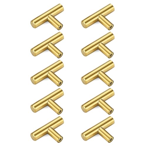 Fahoujs 10pieces Elegante Gold T Stile Schubladenknöpfe Einsloch Zineslegierung Möbelgriffe Für Schränke T Griffe von Fahoujs