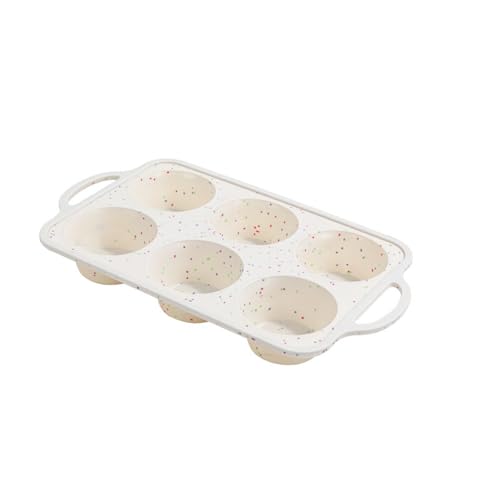 Fahoujs 6 Hohlraum Französische Muffins Backform Flexible Nicht Schicht Silicone Tablett Mit Einfacher Speicherung Gesprenkeltes Design Cupcake Pfanne Hitzebeständiges Muffin Backschale von Fahoujs
