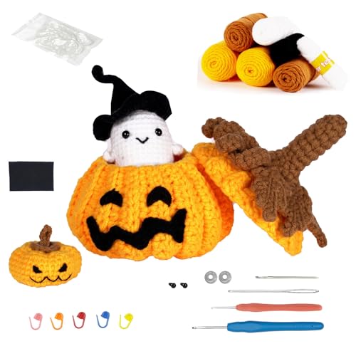 Fahoujs Halloween Kürbisse Häkelte Set Anfänger Häkeln Set Mit Schritt Für Schritt Anweisungen Häkchen Haken Garne Große Augennadelhandwerksvorräte Fahoujs Halloween Kürbisse Häkelte Set Anfänger Häkeln Set Mit Schritt Für Schritt Anweisungen Häkchen Haken Garne Große Augennadelhandwerksvorräte von Fahoujs