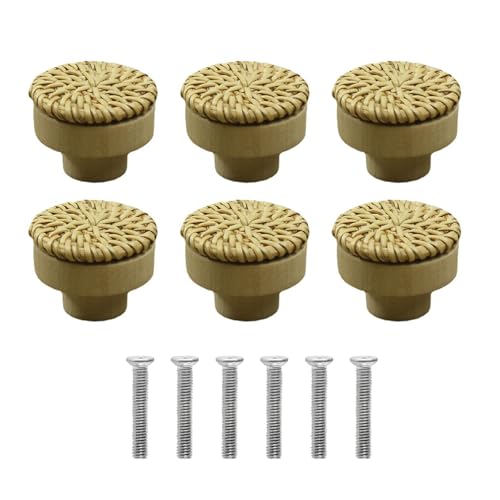 Fahoujs Set Von 12 Rattan Holz Zieht Leicht Zu Passen Holzgriffe Nachhaltige Schubladenknöpfe Upgrades Für Verschiedene Möbelstile Rattan Schrank Ziehen von Fahoujs
