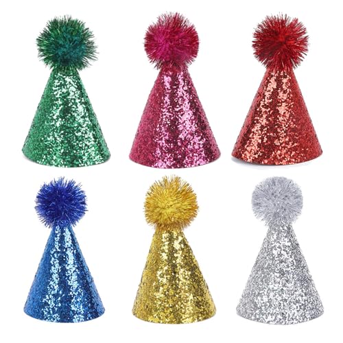 Festival Glitzer Pompoms Haustierhut Künstliche Lederdesign Verstellbarer Seilhut Für Hundekatzen Geburtstagsfeier 6PCS Pet Party Dekoration Festival Glitzer Pompoms Haustierhut Künstliche Lederdesign Verstellbarer Seilhut Für Hundekatzen Geburtstagsfeier 6PCS Pet Party Dekoration von Fahoujs