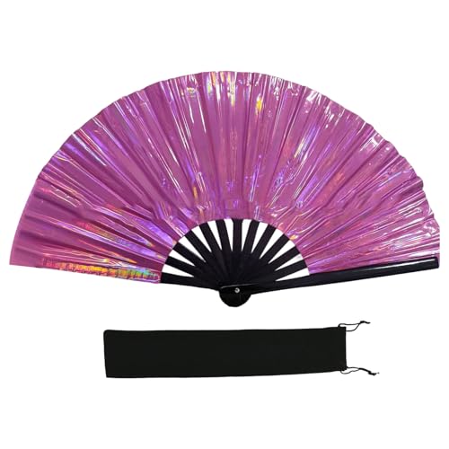 Großer Schimmernder Farbenfroher Faltender Handlüfter Für Line Dance Martial Art Taichi Handheld Fan Mit Reflektierendem Designgeschenkklapper Dance Fan von Fahoujs