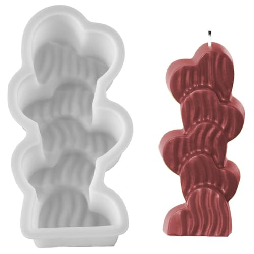Herz Silikonform Stapelblum Kerze Formen Orament Formen Pflaster Gießen Epoxidharz Stapelblumenkerze Herz Silikon Ornament Epoxidharz von Fahoujs