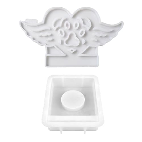 Herzflügelförmige Kerzenhalter Schimmel 3D Kerzenbasis Silikonform Gips Candlestick Crafting Form Schmuck Schmelze Werkzeug von Fahoujs