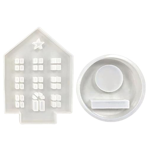 Hohlout House Kerzenhalter Schimmel 3D Kerzenbasis Silikonform Gips Candlestick Crafting Form Schmuck Schmuck Herstellung Werkzeug von Fahoujs